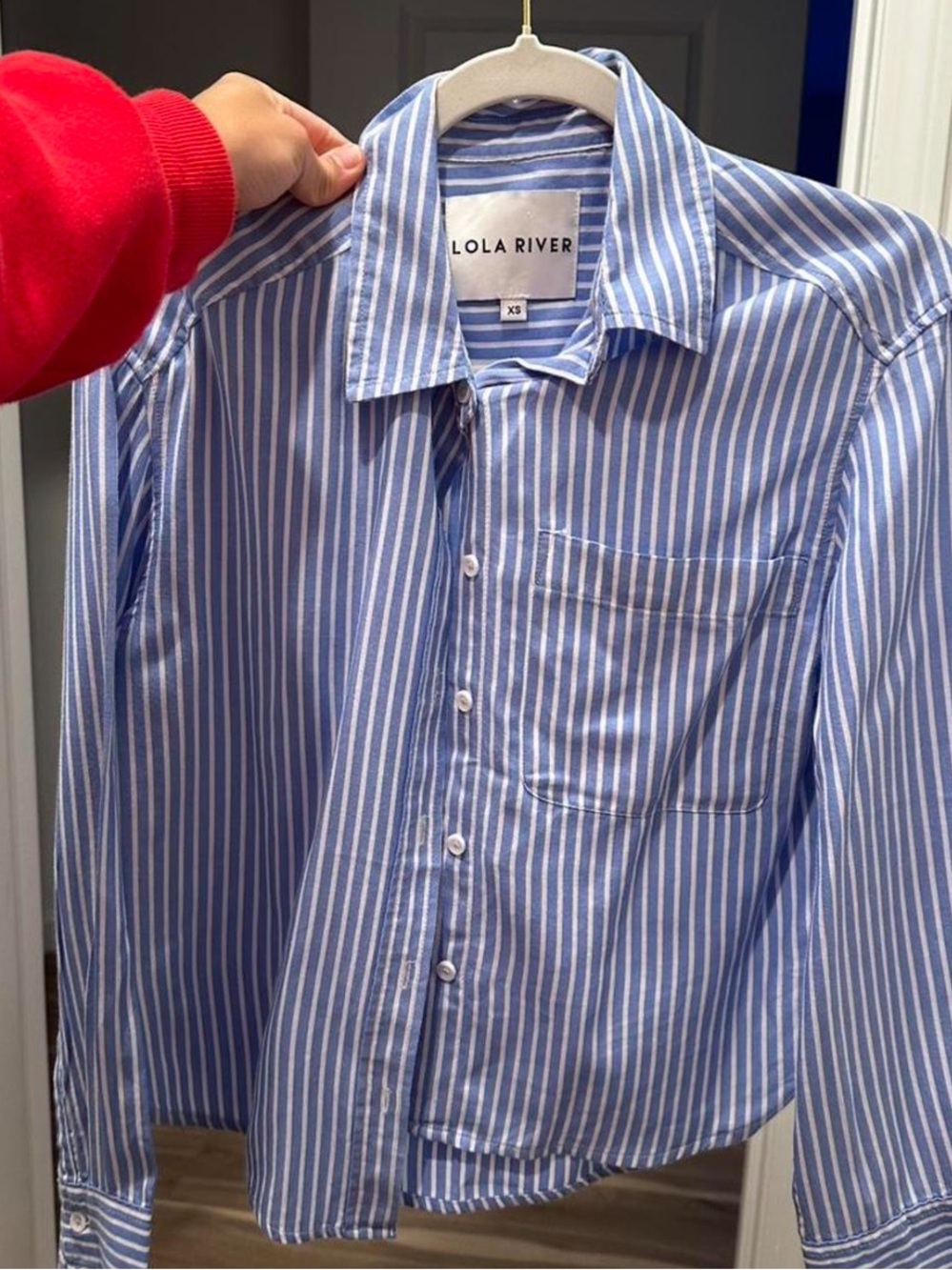 Lola River Women's Blue & White Stripe Button-Down Shirt